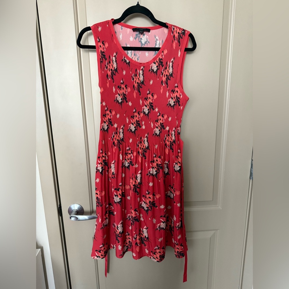 All Saints Red Floral Midi Dress
